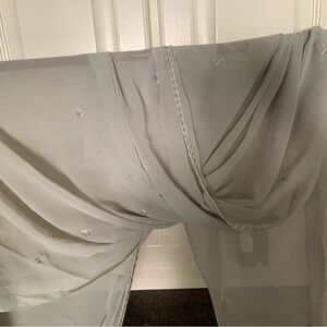 One Pair of Window Scarves Embroidered Polyester Double Georgette Like 40”x 219”